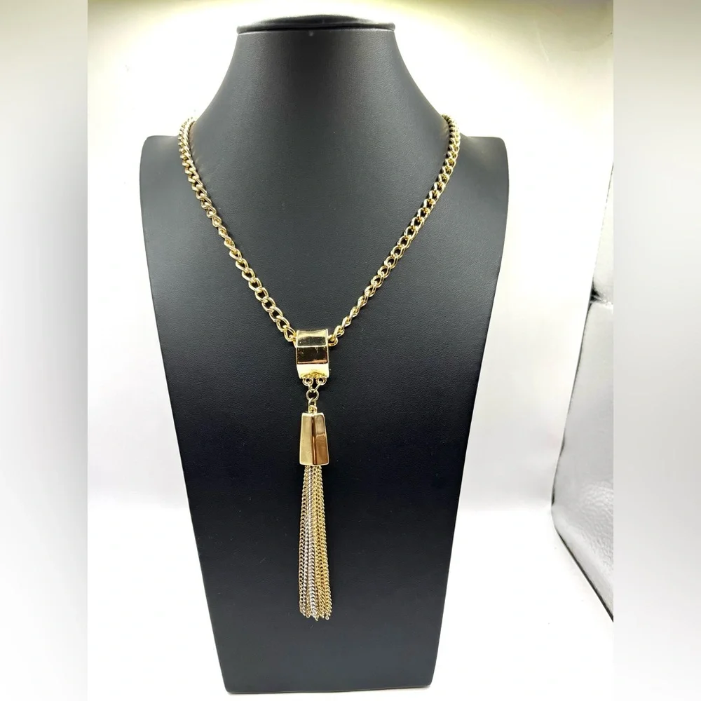 Chico's Gold Tassel Necklace Set